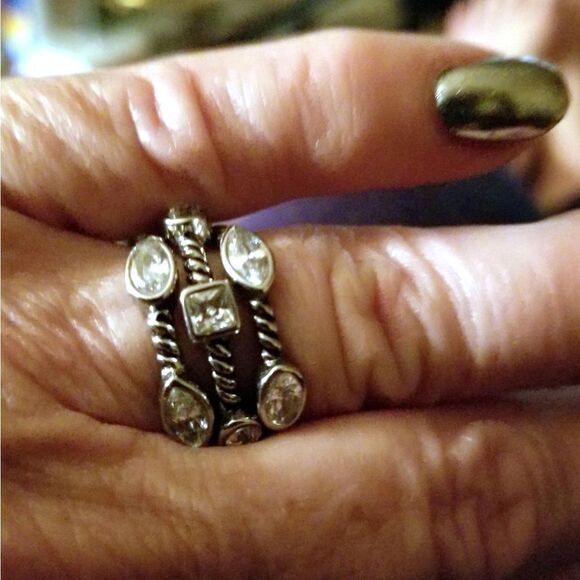 CZ CABLE STYLE CONFETTI RING - Picture 1 of 5